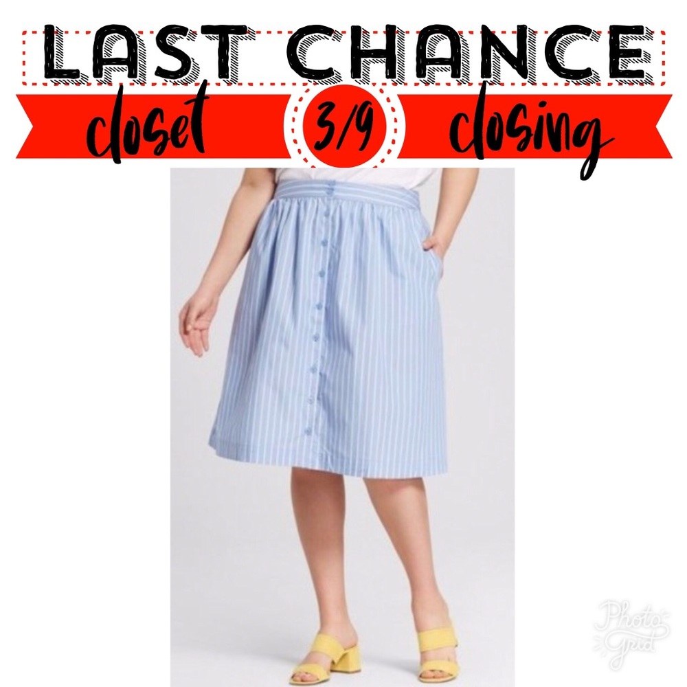 Blue and White Broadcloth Skirt 26W